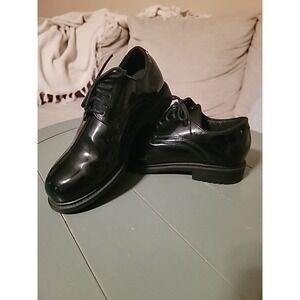Black HI Gloss LAW PRO Dress Uniform Patent Leather Oxford Shoes Gothic Y2K Sz 7